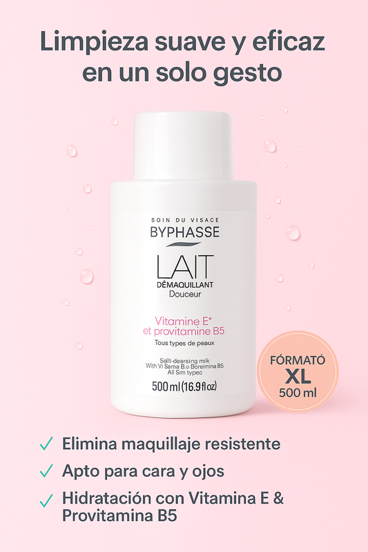 Leche Desmaquillante Limpiador Cara y Ojos BYPHASSE – 500ml